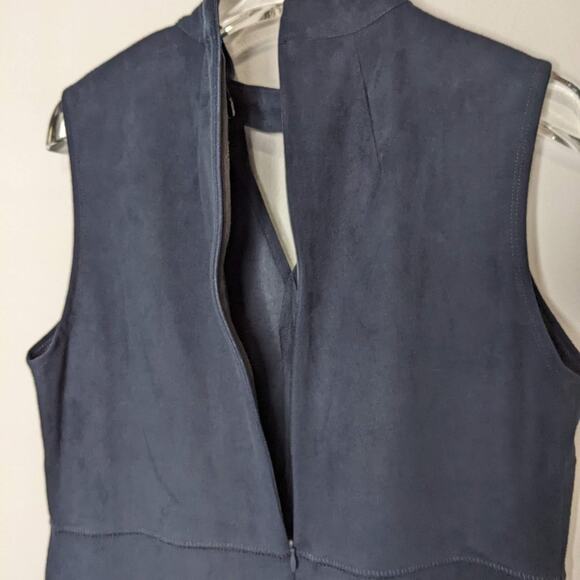 Lysse Navy Blue Sleevless Faux Suede Cutout Mini Dress Size M - Picture 10 of 10